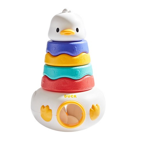 GOODDUCK 굿덕 빅사이즈 오뚝이 모형쌓기 링타워 링쌓기 두뇌트레이닝 선물세트, 1세트, 화이트