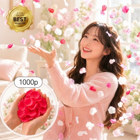 보보틱 웨딩촬영 소품 꽃잎 컨페티 플라워샤워, 1세트, 레드 1000개