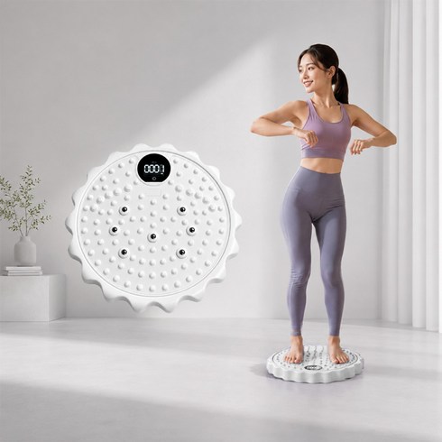 HULULU 스마트 발지압 스텝퍼 360도 트위스트 운동기구 디지털 디스플레이 칼로리 시간 측정, 1개, 화이트