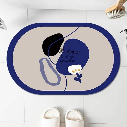 비기팬시 북유럽풍 빨아쓰는 규조토 발매트 40*60cm, Be happy