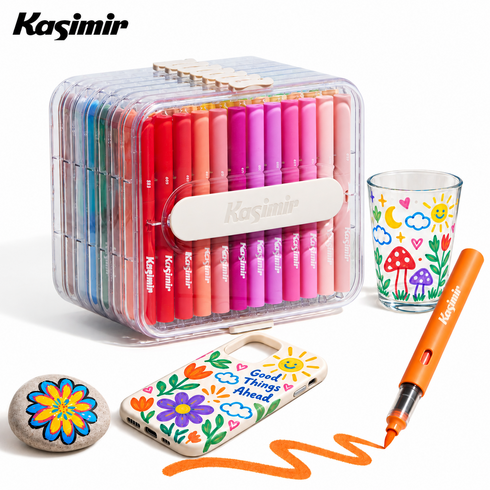Kasimir고발색 직액식 마카펜 세트 레이어링 가능 번짐방지, 1세트, 84색