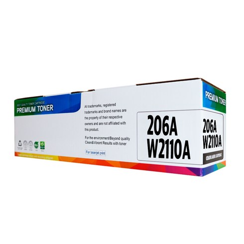 206A W2110A 대용량 호환 토너 MFP M255nw M283fdn M282nw M283fdw M282cdw M283cdw, 1개, 검정