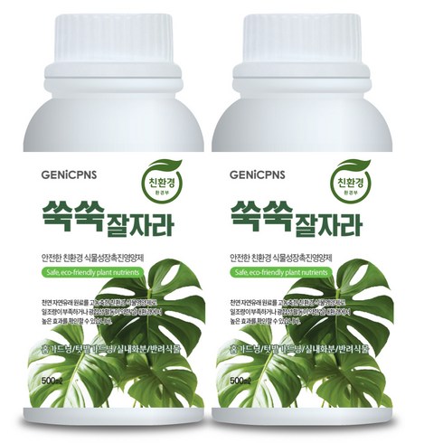 식물영양제 관엽식물 화초 생육활성성분 아미노산 폴리인산 제닉피앤에스 친환경 고농축 화초영양제 쑥쑥잘자라, 2개, 500ml