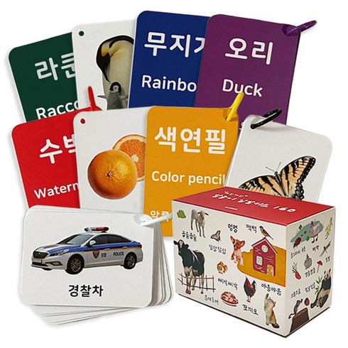말놀이 실사 낱말카드 160장 한글/영어/의성어/의태어, 혼합색상, 1개