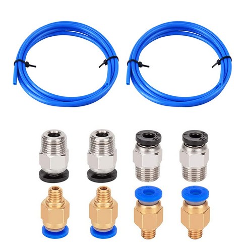 PTFE 보든 튜브 2개 각1미터 1.75mm 필라멘트용 PC4-M6 피팅 4개 PC4-M10 공압 피팅 4개 포함 Creality Ender3 Ender5 CR10 3D프, 파란색, X20007