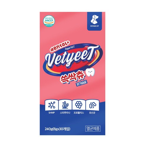 슈퍼벳 벳잇 쓱싹츄 30p 강아지 고양이 짜먹는 구강 스틱 간식, 1박스, 240g, 닭가슴살