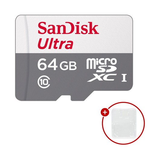 샌디스크 마이크로SD카드 울트라 SDSQUNR + SD카드 케이스 패키지, 1개, 64GB