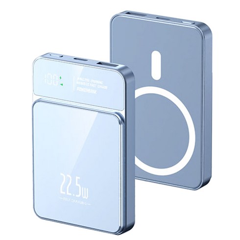 맥세이프 보조배터리 20000mAh 무선 대용량 가벼운 아이폰 갤럭시 사용가능, 남색, GG1260110-1S2P 20000