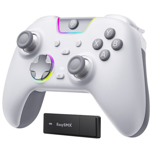 EasySMX X05 Pro 게임패드 컨트롤러 무선 조이스틱 PC게임패드 안드로이드 iOS 닌텐도 스위치 호환, 1개, 화이트(충전 도크 미포함)