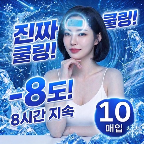 아이스 쿨패치 붙이는 여름 쿨팩 냉감 해열 쿨링패치, 10개