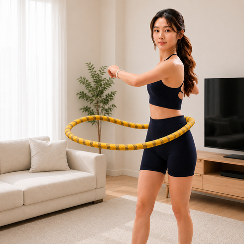 지니원 무소음 뱃살 다이어트 스프링 소프트 훌라후프, 옐로우, 1개, 1.5kg