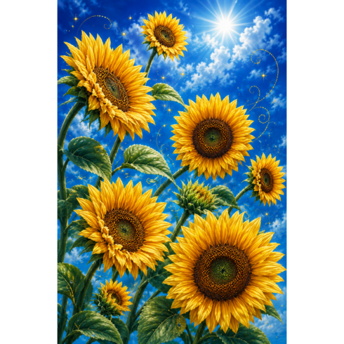 11CT 30X40CM 실십자수 꽃 자수 패키지, 1개, 2_찬란한 해바라기