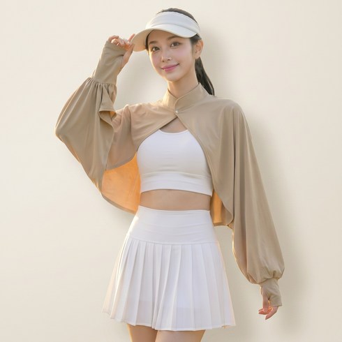 안느까사 어깨도 커버되는 시원한 케이프 쿨토시, 1개, 샌드 베이지