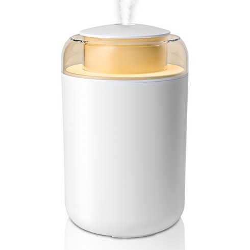 PERFFIER 미니 무선 가습기 1500ml 사무실 탁상용 초음파 휴대용 저소음 수면 무드등 겸용, C2, 화이트