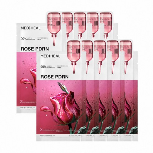 메디힐 로제 PDRN 에센셜 마스크팩 모공결광 24ml, 10개, 1개입