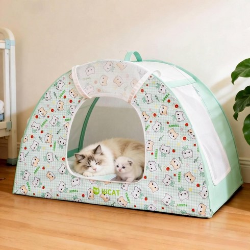 시스슈 반려동물 분만실 산실 고양이 텐트하우스 접이식 격리 반려동물 출산 하우스, 녹색, 1개