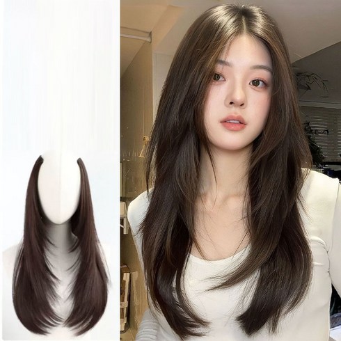 라메디 레이어드컷 C컬 헤어피스 똑딱이 붙임머리 50cm, 1개, 브라운