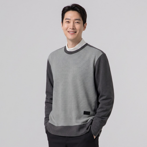 [국내생산] 베러투데이 남성 파크골프 골프웨어 가을 겨울 라운드넥 스웨터 긴팔 티셔츠