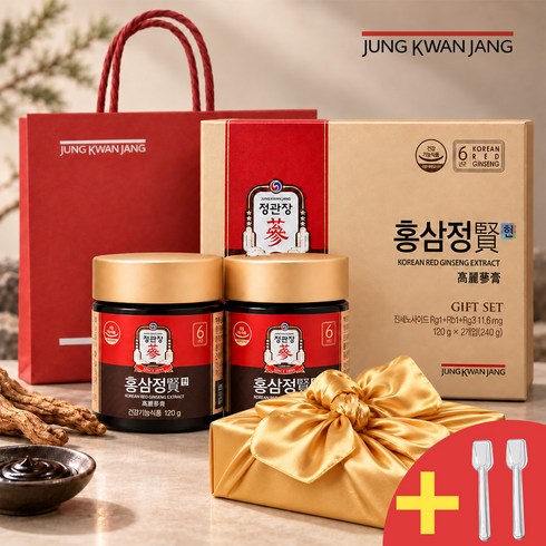 정관장 6년근 홍삼정 현 240g+쇼핑백 부모님 면력 명절 선물세트(보자기포함) 120g x 2개 1세트, 240ml