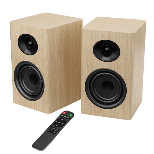 SAUNGYU 북쉘프스피커 24bit 음원 100W 2채널 액티브 블루투스 앰프내장형 TV 컴퓨터 PC 데스크탑 연결 ARC USB DAC RCA 옵티컬 지원, BK4020D, C우드