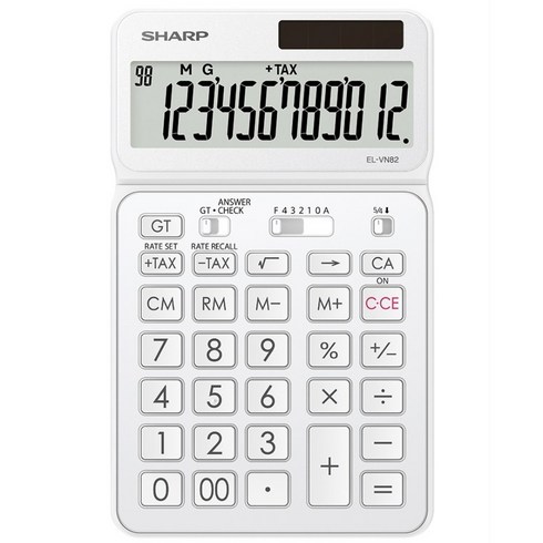 샤프 일반용계산기 EL-VN82 각도조절 디스플레이 검수 TAX GT 메모리 루트 계산 지원, 화이트, 1개