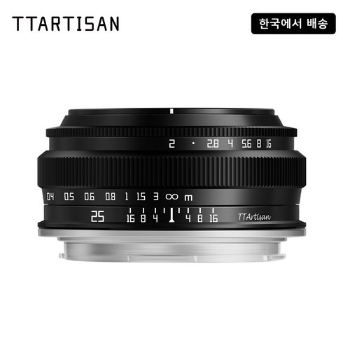 TTArtisan 티티아티산 25mm F2 APS-C MF 수동 초점 광각 렌즈 검은색, 후지 X