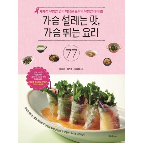 가슴 설레는 맛 가슴 뛰는 요리 77:세계적 유방암 명의 백남선 교수의 유방암 바이블!, 백남선, 이건호, 정재덕, 북스고