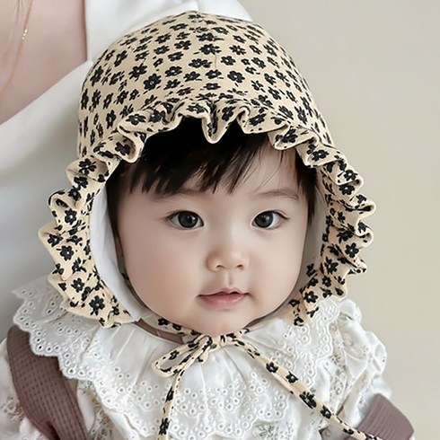 몽실이 레트로 플라워 베이비 보넷