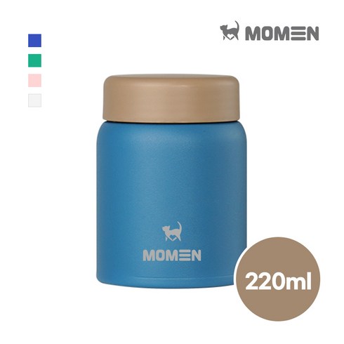 모멘 미니 이유식 보온병 스테인리스 보온보냉 미니 푸드자 미니죽통, 블루, 1개, 220ml