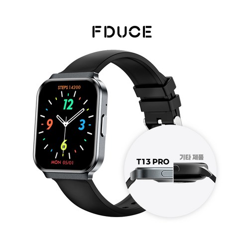 fduce T13PRO 통화가능 스마트워치 알루미늄 합금 GPS 1.75인치 t13 pro, 블루투스, 4.445cm, fduce T13PRO 블랙