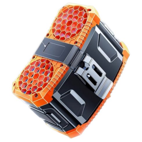 [KC인증] Zoomland 10000mAh 충전식 허리선풍기 휴대용 허리걸이 선풍기 야외 캠핑 작업용, 오렌지, YW-F018