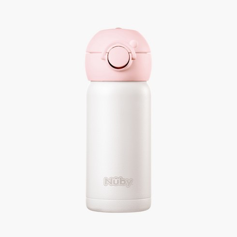 누비 스텐 원터치 물병 어린이 보온보냉 텀블러, 1개, 딸기라떼, 300ml