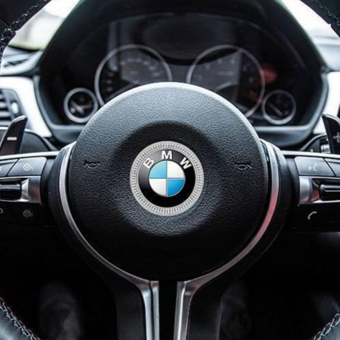 아망디에 크리스탈 큐빅 핸들 스티커 차량 악세사리 자동차 인테리어 튜닝 용품, BMW, 화이트 실버, BMW
