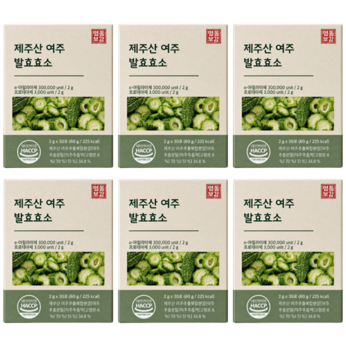 국산 여주발효효소 제주산 여주와 효소 식약청인증 여주 발효효소 분말, 6개, 60g