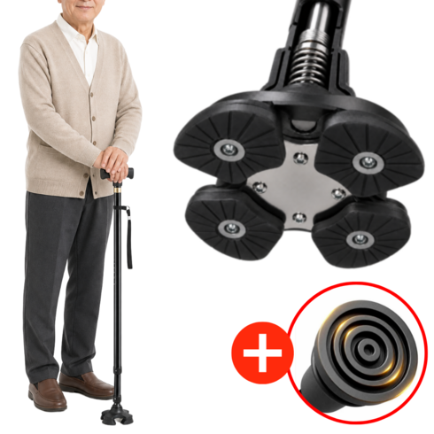 심플딤플 안전하고 가벼운 지팡이 어르신용, 1개, 젠틀 블랙