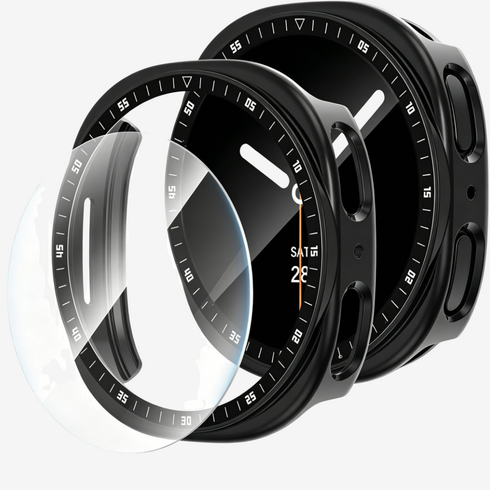 갤럭시워치9/8 메탈 눈금 PC 보호 케이스 40mm 44mm, 블랙, 1개