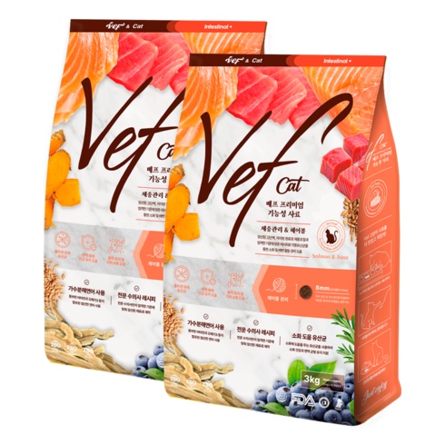 Vef 8free 전연령 고양이 기능성 사료, 2개, 3kg, 헤어볼+체중조절