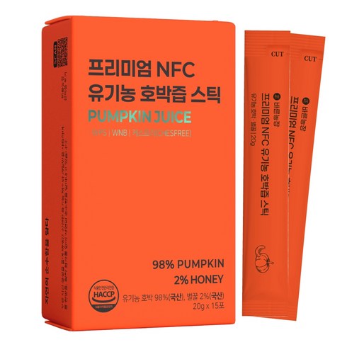 국내산 유기농 호박즙 물 한방울 넣지않은 진한 바른농장 NFC착즙, 1박스, 300g