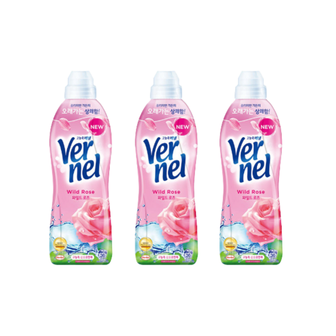 버넬 고농축 섬유유연제 와일드로즈 본품, 900ml, 1개입, 3개