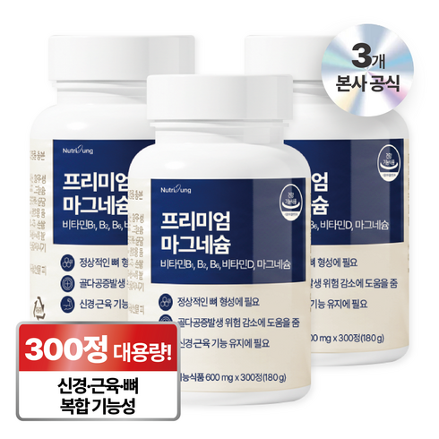 뉴트리정 프리미엄 마그네슘 대용량, 3개, 300정