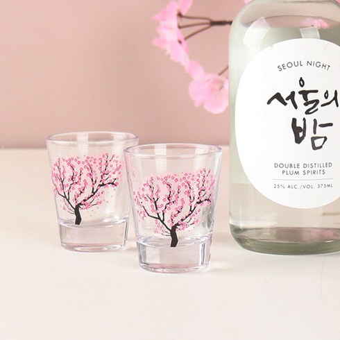 쿡차 따르면 꽃이피는 특이한 소주잔 예쁜 벚꽃 가을 술잔 세트, 8개