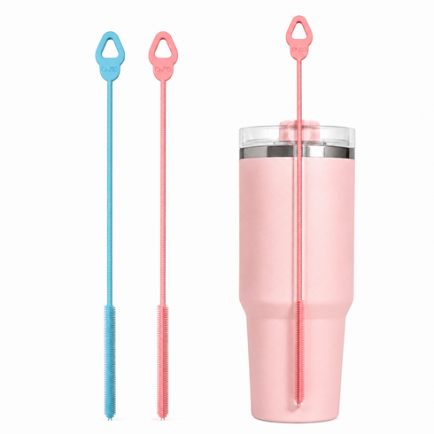 일상채움 30cm 긴 빨대도 손쉽게 34cm 실리콘 빨대 세척솔, 핑크+블루, 2개