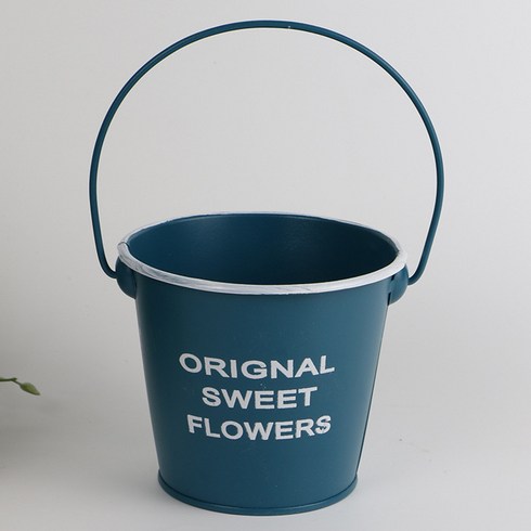 미소데이샵 빈티지 컬러 바스켓 행잉 화분 원예 인테리어 카페 매장 철제 조경 야외 정원 소품 장식, 블루, 1개