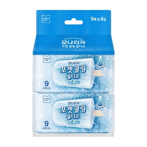 모나리자 쿨링 물티슈 휴대형 (포켓), 1개, 4개입, 45g