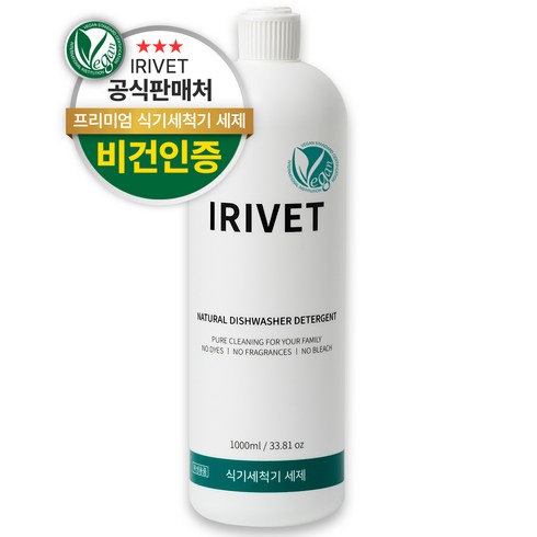 아이리벳 내츄럴 식기세척기 액체 세제, 1L, 1개