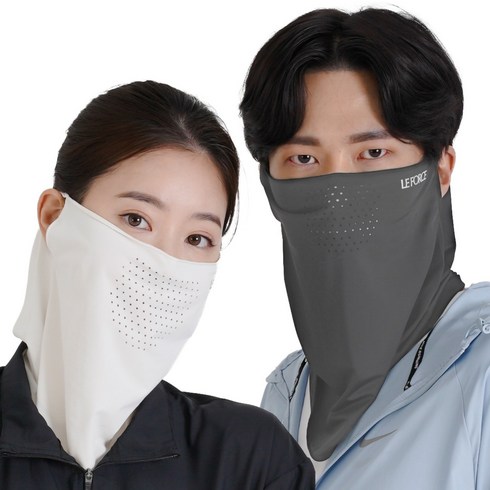 르포스 자외선차단 쿨 스포츠 골프 마스크 1+1, 화이트+다크그레이, 1세트