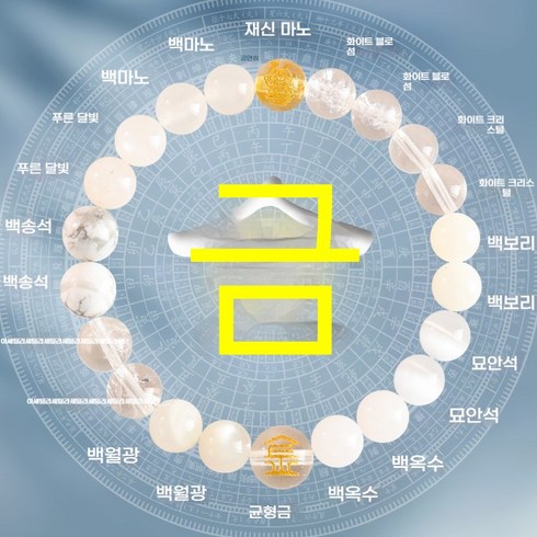 오행 팔찌 천연석 수정 용 운세 기운 향상 액세서리 악운 해소, 1개, 금