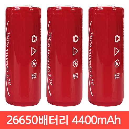 모이스 26650 4400mAh 리튬이온 배터리 충전지 고방전 KC인증 고용량 보호회로 건전지 충전식 대용량 리튬배터리, 1개입, 3개