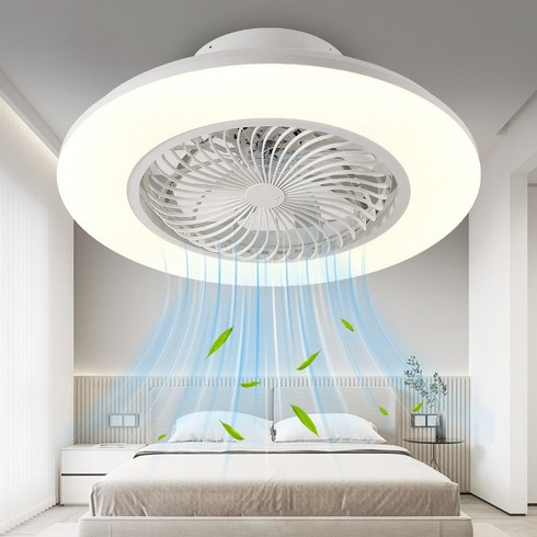 joxy 590mm LED 원형 실링팬 조명 3색 모드 360도 회전 리모컨 포함 HG-8131, 흰색