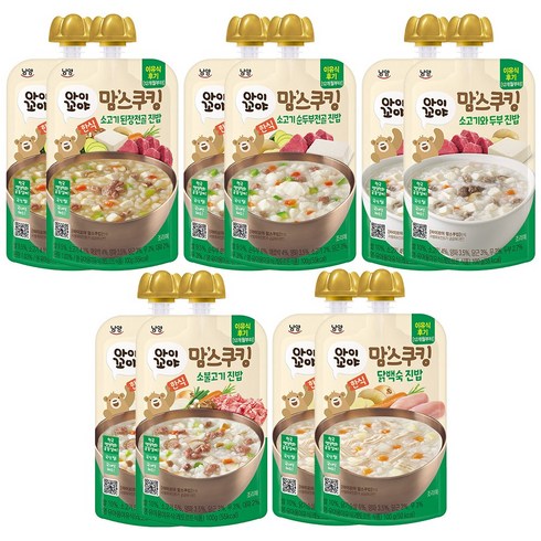 아이꼬야 맘스쿠킹 12개월 진밥 5종 각2팩 (소고기와두부2+닭백숙2+소고기된장전골2+소불고기2+소고기두부전골2) 총10팩